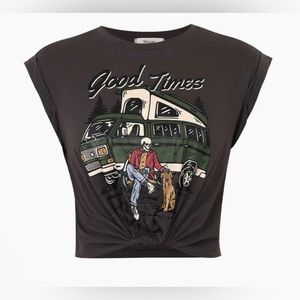 Micas Good Times Graphic Knot Hem T-Shirt